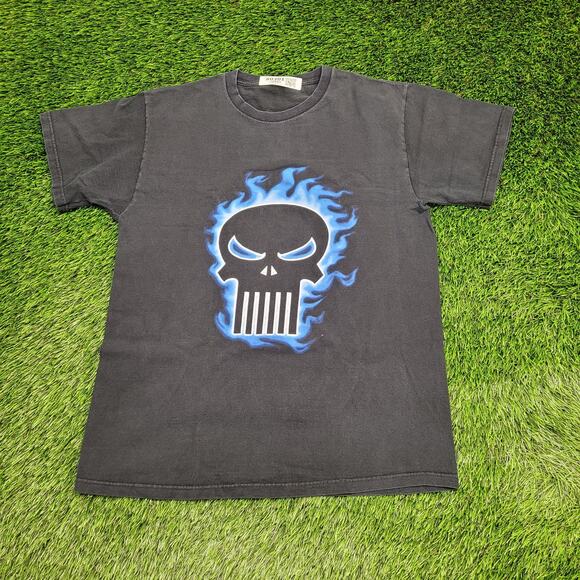 Flaming Skull Shirt Medium 21x27 Black - Picture 1 of 11